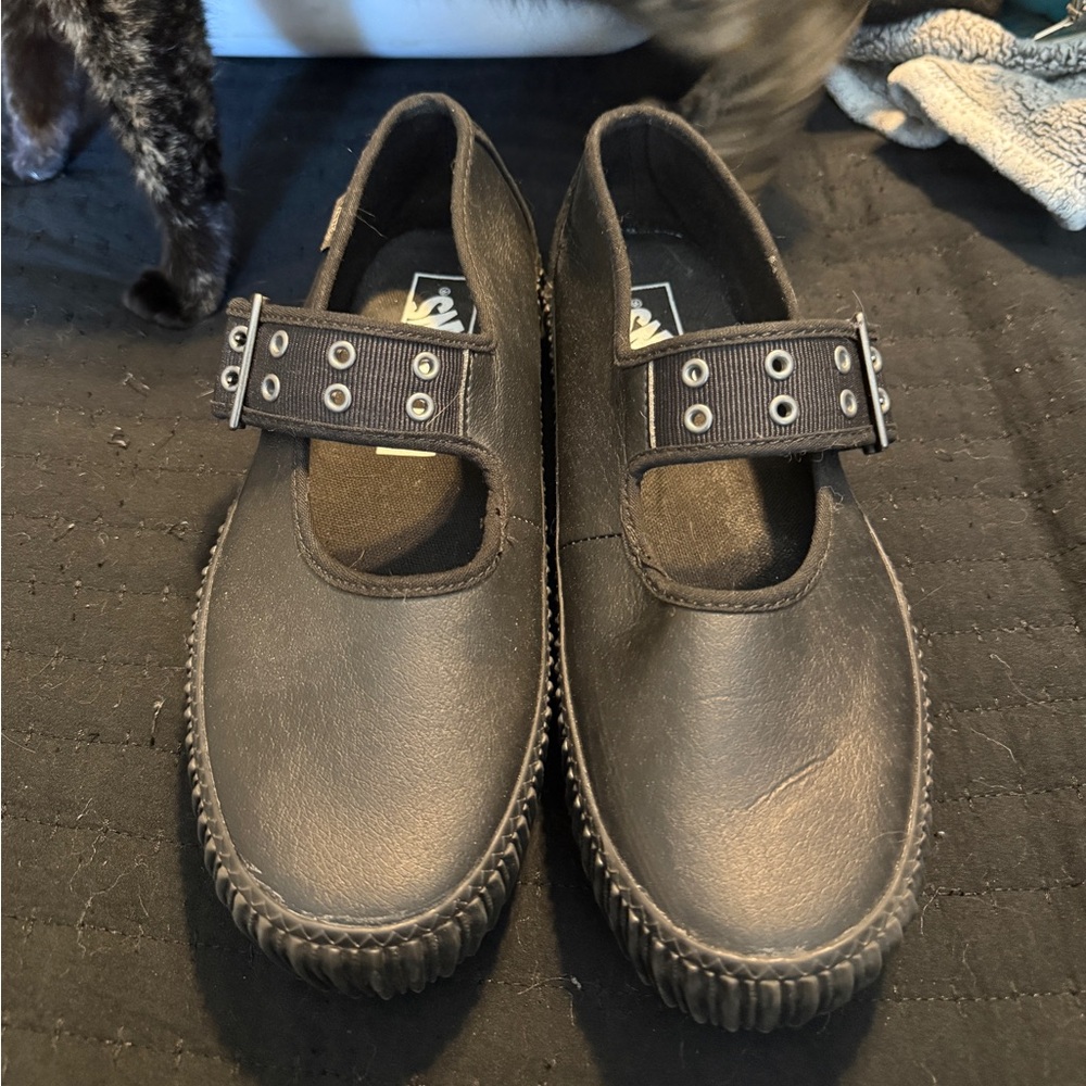 Vans Black Flats with Strap